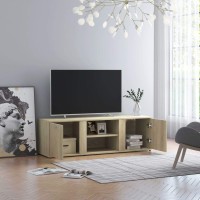 Vidaxl Tv Stand, Tv Stand For Living Room, Sideboard With Compartment, Tv Console Media Unit Cupboard, Scandinavian, Oak Engineered Wood