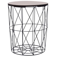 vidaXL Coffee Table, Round End Table with Metal Frame, Sofa Table with Storage, Home Furniture for Living Room, Scandinavian Style, Black