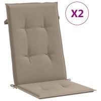 Vidaxl 2Piece Garden Chair Highback Cushions Taupe 472X197X12 Water Repellent Uv Resistant Nonslip Polyester Cushi