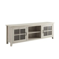 Walker Edison Portsmouth Classic 2 Glass Door TV Stand for TVs up to 80 Inches, 70 Inch, Birch