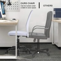 Vnewone Mesh Computer Small Desk Lumbar Support Modern Executive Adjustable Mid Back Task Rolling Swivel Chair With Wheels Armless, 20.9D X 20.9W X 35.6H In, White