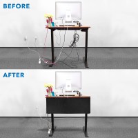 Mount-It! Under Desk Privacy Panel For Sit Stand Workstations [41 Inches Wide], With Cable Management And Organizer Pockets, Modesty Desk Skirt For Home And Office (Black)