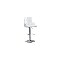 Faux Leather Adjustable Bar Stool in White Set of 2