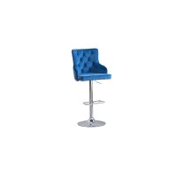 Tufted Velvet Upholstered Adjustable Bar Stool in Navy Blue Set of 2 Navy Blue