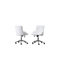 Tufted Faux Leather Office Chair in White Single