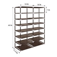 Erone Shoe Rack Storage Organize 28 Pairs Portable Double Row With Nonwoven Fabric Cover Shoe Shelf Cabinet For Closet