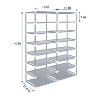 Erone Shoe Rack Storage Organize 28 Pairs Portable Double Row With Nonwoven Fabric Cover Shoe Shelf Cabinet For Closet