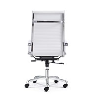 European Furniture Modern Style White High Back Office Chair, Adjustable Height, Aluminum Base, Pu Leather