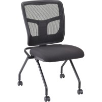 Lorell Nesting Chair Black Fabric Seat Mesh Back Metal Frame Rectangular Base Black 2 Carton