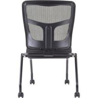 Lorell Nesting Chair Black Fabric Seat Mesh Back Metal Frame Rectangular Base Black 2 Carton