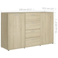 Vidaxl Sideboard Home Living Room Bedroom Storage Standing Cabinet Side Chest Of Drawer Furniture Sonoma Oak 47.2
