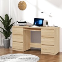 Vidaxl Writing Desk, Computer Desk With Storage Drawers, Laptop Table For Home Office, Workstation Table, Scandinavian, Sonoma Oak Engineered Wood
