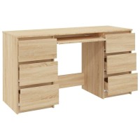 Vidaxl Writing Desk, Computer Desk With Storage Drawers, Laptop Table For Home Office, Workstation Table, Scandinavian, Sonoma Oak Engineered Wood