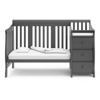 Storkcraft Portofino 4 In 1 Fixed Side Convertible Crib Changer, Gray