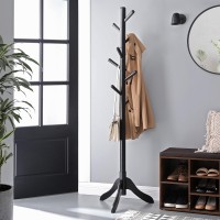 Vasagle Solid Wood Coat Rack Free Standing Coat Rack Treeshaped Coat Rack With 8 Hooks 3 Height Options For Clothes Hats