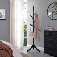 Vasagle Solid Wood Coat Rack Free Standing Coat Rack Treeshaped Coat Rack With 8 Hooks 3 Height Options For Clothes Hats