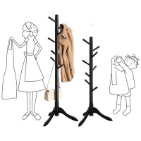 Vasagle Solid Wood Coat Rack Free Standing Coat Rack Treeshaped Coat Rack With 8 Hooks 3 Height Options For Clothes Hats