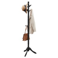 Vasagle Solid Wood Coat Rack And Stand Free Standing Hall Coat Tree With 10 Hooks For Hats Bags Purses For Entryway Hallway