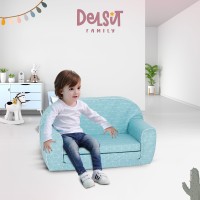 Delsit Kids Couch For Toddlers - 2 In 1 Convertible Foam Sofa To Lounger, Comfy Flip Out Lounge Chair For Children, Made In Europe