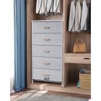 Crestlive Products Vertical Dresser Storage Tower Sturdy Steel Frame Wood Top Easy Pull Fabric Bins Wide Organizer Unit Fo