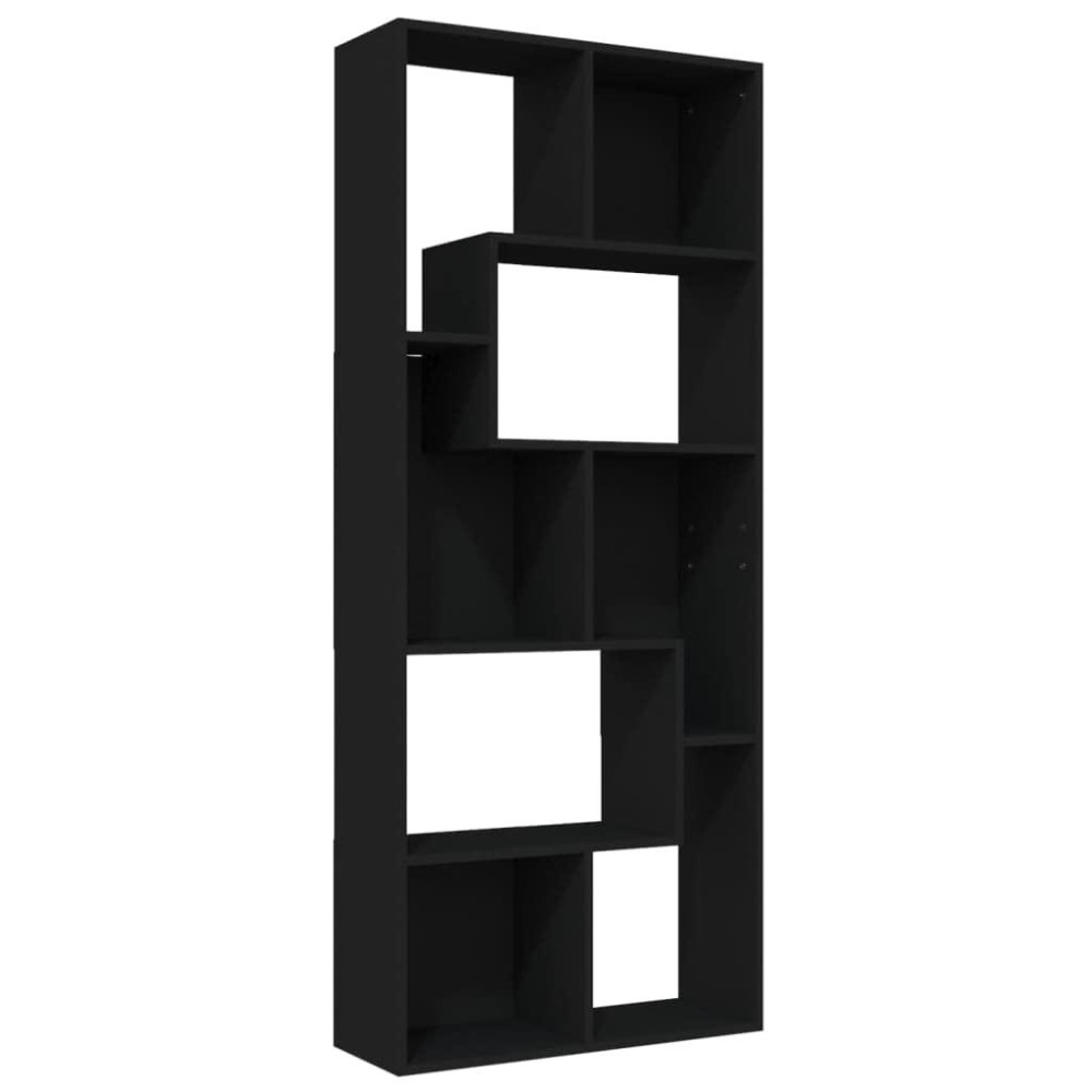 Vidaxl Book Cabinet, Book Cabinet Open Shelf Bookcase, Wall Bookshelf For Office Living Room, Shelving Unit, Scandinavian, Black Engineered Wood