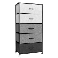 Crestlive Products Vertical Dresser Storage Tower Sturdy Steel Frame Wood Top Easy Pull Fabric Bins Wide Organizer Unit Fo