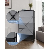 Crestlive Products Vertical Dresser Storage Tower Sturdy Steel Frame Wood Top Easy Pull Fabric Bins Wide Organizer Unit Fo