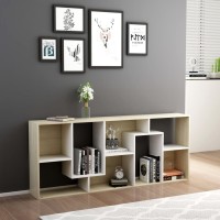 Vidaxl Book Cabinet, Book Cabinet Open Shelf Bookcase, Wall Bookshelf, Shelving Unit, Scandinavian, White And Sonoma Oak Engineered Wood