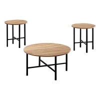 Monarch Specialties 7971P Table, 3Pcs Set, Coffee, End, Side, Accent, Living Room, Metal, Laminate, Brown, Black, Contemporary, Modern Set-3Pcs Golden Pine, 355 L X 355 W X 1875 H, Gold