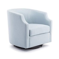 Comfort Pointe Infinity Sky Blue Polyester Fabric Swivel And Rocker Barrel Accent Chair