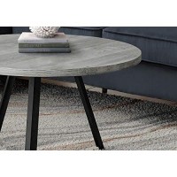 Monarch Specialties Rustic Industrial Round cocktail Accent Living Room Metal Legs coffee Table 36 grey