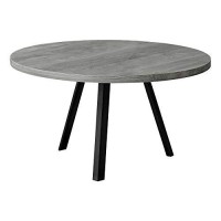 Monarch Specialties Rustic Industrial Round cocktail Accent Living Room Metal Legs coffee Table 36 grey