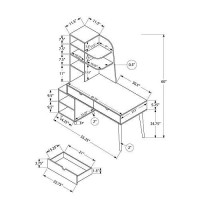 Monarch Specialties Large 2 Drawers Shelves-Bookcase For Home Or Office Solid Wood Legs Computer Desk, Grey