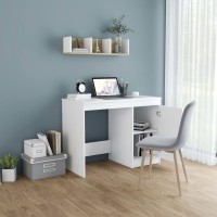 vidaXL Desk, Standing Computer Desk with Shelves, Home Office Desk, Workstation for Living Room Bedroom, Scandinavian, White Engineered Wood