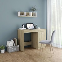 vidaXL Desk, Standing Computer Desk with Shelves, Home Office Desk, Workstation for Living Room Bedroom, Scandinavian, Sonoma Oak Engineered Wood