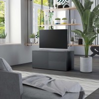 Vidaxl Tv Stand, Tv Stand For Living Room, Sideboard With Drawer, Tv Console Media Unit Cupboard, Scandinavian, High Gloss Gray Engineered Wood