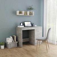vidaXL Desk, Standing Computer Desk with Shelves, Home Office Desk, Workstation for Living Room Bedroom, Scandinavian, Concrete Gray Engineered Wood