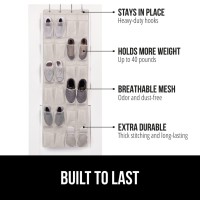 Gorilla Grip Over The Door Shoe Organizer 24 Large Breathable Mesh Pockets Space Saving Hanging Storage Holder Closet Rack Ha