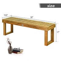 Tangkula 52 Inches Acacia Wood Outdoor Bench, Wood Bench For Dining Room Entryway Poolside Garden, Patio Backless Dining Bench With Slatted Seat, Ideal For Outdoors & Indoors (2, Teak)