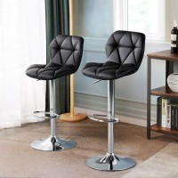 Yaheetech Bar Stools Set Of 2 Counter Stool Bar Chairs With Backrest Height Adjustable Swivel Tall Bar Stools Modern Pu Leather