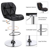 Yaheetech Bar Stools Set Of 2 Counter Stool Bar Chairs With Backrest Height Adjustable Swivel Tall Bar Stools Modern Pu Leather