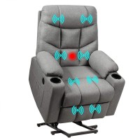 Giantex Power Lift Chair Electric Recliner Sofa For Elderly, Fabric Reclining Sofa W/ 8 Point Massage & Lumbar Heat, 2 Side Pockets Cup Holders Usb Charge Port, Motorized Sofa Chair For Living Room