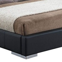 Benjara Faux Leather Platform Eastern King Bed With Adjustable Headrest, Black