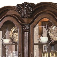 Benjara Wooden And Glass Hutch With Arch Shape Doors And 2 Shelves, Brown