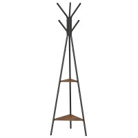 Vasagle Coat Rack Freestanding, Coat Hanger Stand, Hall Tree With 2 Shelves, For Clothes, Hat, Bag, Industrial Style, Hazelnut Brown And Black Urcr016B01