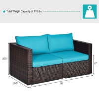 Tangkula Wicker Loveseat 2 Piece, Patio Furniture Couch With Removable Cushions, Rattan Loveseat Sofa For Balcony, Deck, Garden And Poolside