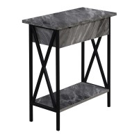 Convenience Concepts Tucson Flip Top End Table With Charging Station And Shelf 2375L X 1125W X 24H Gray Marbleblack