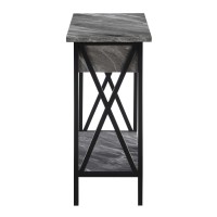 Convenience Concepts Tucson Flip Top End Table With Charging Station And Shelf 2375L X 1125W X 24H Gray Marbleblack