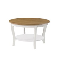 Convenience Concepts American Heritage Round Coffee Table With Shelf Driftwoodwhite