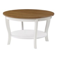 Convenience Concepts American Heritage Round Coffee Table With Shelf Driftwoodwhite